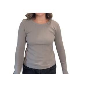 Sundance Grey Thermal/ Waffle Knit Long Sleeve Size Small